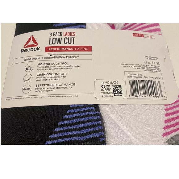 Reebok Low Cut Performance Socks 6 Pair Women 4-10 Gray White Multicolor w Logo - Picture 4 of 11